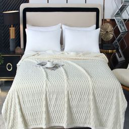 JC HOME White Geometric AC Room 300 GSM Single Bed Blanket-picture-47