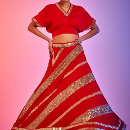 Gulabo by Abu Sandeep Sequined Balloon Sleeve Crop Blouse Top-picture-15