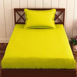 Trance Home Linen Lime Striped Pure Cotton 200 TC Single Bedsheet Set - 2.54m x 1.52m-image-42