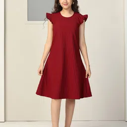 OMPAX Flutter Sleeve A-Line Dress image 2