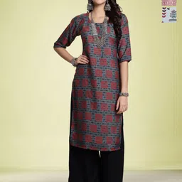 Moda Rapido Selection Of 3 Floral Printed Round Neck Straight Kurtas-picture-33