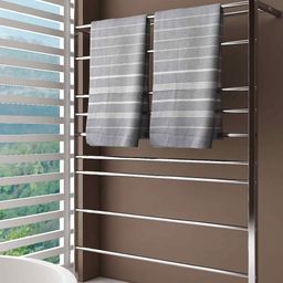 Aura Grey & White 2 Pieces Striped Cotton 250 GSM Water Absorbent Bath Towels-image-19