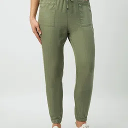 Kraus Jeans Women Solid Relaxed Fit Flat Front High-Rise Joggers Trousers-image-86