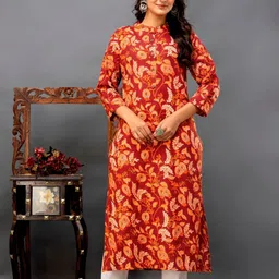 GUDWEARS Women Floral Printed Kantha Work Floral Kurta-36