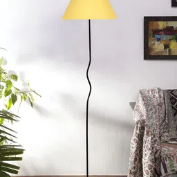 Devansh Yellow & Black Frustum Floor Lamp With Shade-2