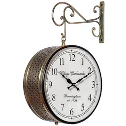 vedas Gold-Toned & White Textured Anvi Vintage Double Sided Analogue Station Antique Clock-26