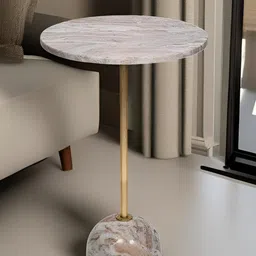 Little Extra Beige Marble Round Bedside Table-picture-14