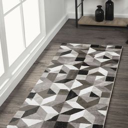OBSESSIONS Cream-Color & Grey Printed Rectangular Bedside Runners-56