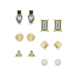 Accessorize Set Of 6 Crystals Studded Geometric Studs image 2