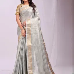 DIVASTRI Striped Zari Organza Saree-picture-18