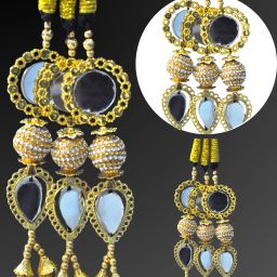 Stylish Traditional Hair Paranda with Golden Beads and Mirrors parandi Braid Extension-image-9