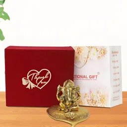 INTERNATIONAL GIFT Gold-Toned LordPatta Ganesh Religious Idol Showpiece-image-91