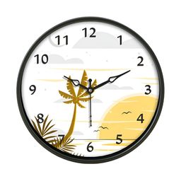 Aura White & Yellow Printed Traditional Wall Clock-23