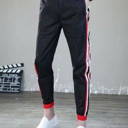 KPOP Men Striped Urban Slim Slim Fit Trousers-picture-44