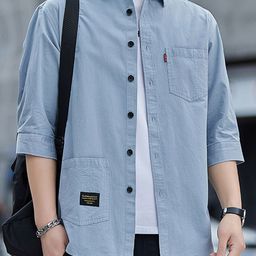 StyleCast Men Spread Collar Solid Cotton Casual Shirt-image-18