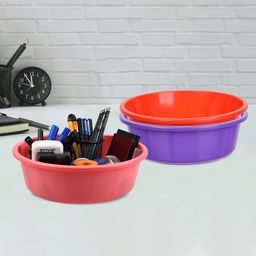 Kuber Industries Purple & Red Pack of 3 Multipurpose Storage Organizer Tub-27