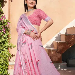 Anouk Ethnic Motifs Zari Linen Blend Saree-39