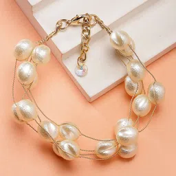 Bohey by KARATCART Women Pearls Gold-Plated Multistrand Bracelet-image-79