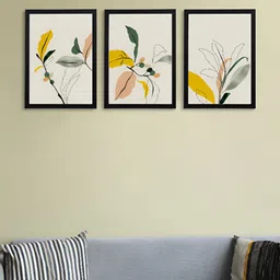 Giftii 3-Pcs White & Green Printed Wooden Framed Wall Art-picture-3