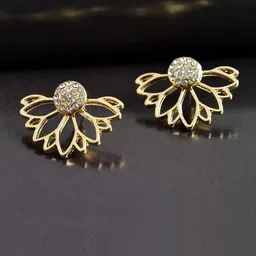 GOLDIWALA Gold-Plated Artificial Stones Studded Korean Floral Shaped Studs-picture-37