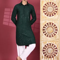 Pro-Ethic STYLE DEVELOPER Men Regular Sequinned Kurta with Pyjamas image 4