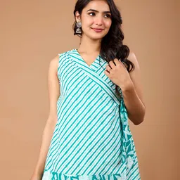 NAMA'S Striped Cotton Tie-Up Wrap Top-image-13