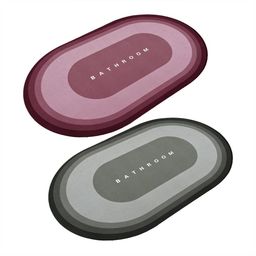 Cortina Pink & Grey 2 Pieces Printed Silicon 300 GSM Bath Rugs-6