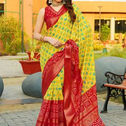 SANJANA SILK Ethnic Motifs Zari Art Silk Maheshwari Saree-image-6