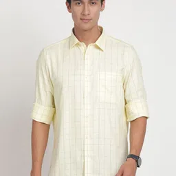 Turtle Men Standard Fit Spread Collar Grid Tattersall Checked Cotton Casual Shirt-image-33