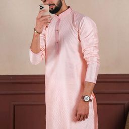 PulseIQ Men Pink Art Silk Kurta Sets-25