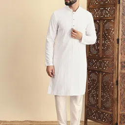 House of Pataudi Embroidered Straight Kurtas-image-46