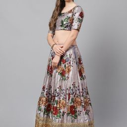 FABPIXEL Printed Sequinned Semi-Stitched Lehenga & Unstitched Blouse With Dupatta image 5