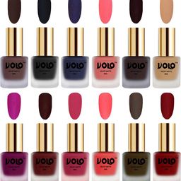 VOLO Set Of 12 Velvet Matte Nail Polish - 8 ml Each - Dark Wine-Magenta-Tomato Red-5