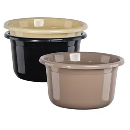 Kuber Industries Brown & Black 3 Pieces Light Weight Bath Tubs-80
