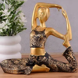Zart Gold-Toned & Black Textured Yoga Lady Showpiece-image-83