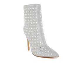 London Rag Women Pointed Toe Rhinestones Stiletto Boots-27