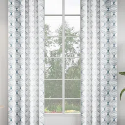 GM Blue & White 2 Pieces Ethnic Motifs Room Darkening Door Curtain-image-67