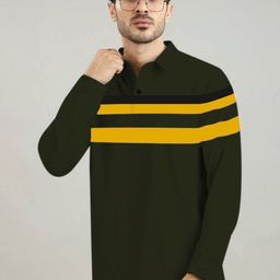 THE BEETEL HOUSE Men Striped Polo Collar Applique T-shirt-picture-34