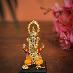 Craftlayout Gold Toned & Yellow Ganesha Ji Religious Idol Showpiece-image-25