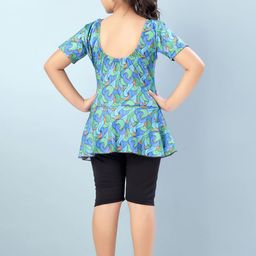 BAESD Girl Full Coverage Printed Swim Suit With Attached Shorts image 2