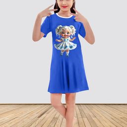 MGRS Girls Blue Cotton Printed Tshirts-picture-7