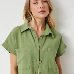 Happiness istanbul Women Crop Tailored Jacket with Embroidered-32