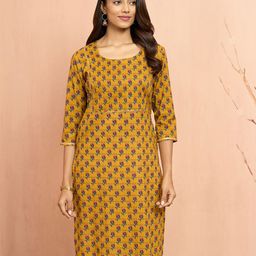 VASTRAMAY Women Floral Printed Festive Cotton Straight Kurta-image-74