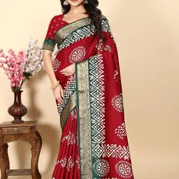 SSHAGUN LIFESTYLE Batik Printed Zari Border Saree-picture-15
