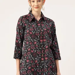 FERANOID Floral Printed Pure Cotton Shirt Collar Shirt Style Top-image-28