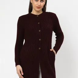 Kalt Women Cable Knit Longline Cardigan-image-41