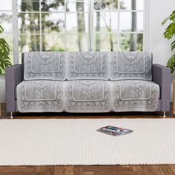 Aura Grey 6 Pieces Printed 3 Seater Cotton Sofa Cover-3