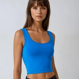 Outzidr Women Blue Fitted Crop Top-picture-31