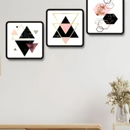 Aura White & Black 3 Pieces Abstract Wooden Wall Art-picture-13