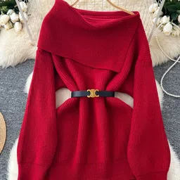 Alamode By Akanksha Women Woolen Pullover Sweater With Belt-image-19